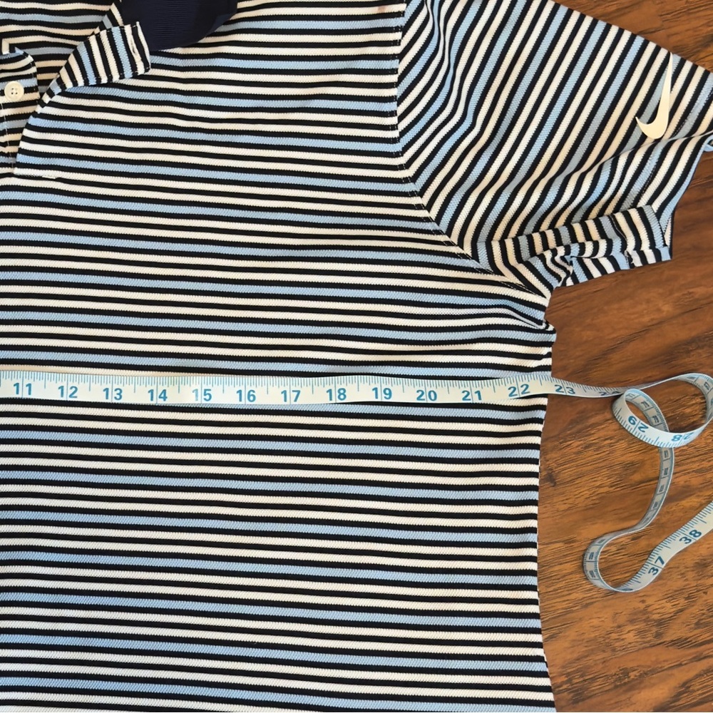 Nike Navy and White Striped Polo Shirt Dry Fit - Picture 3 of 7
